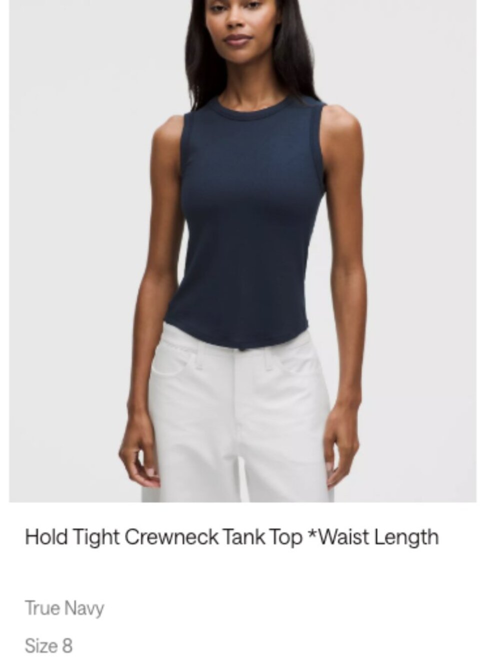 lululemon Hold Tight Crewneck Waist Length Tank Top Navy